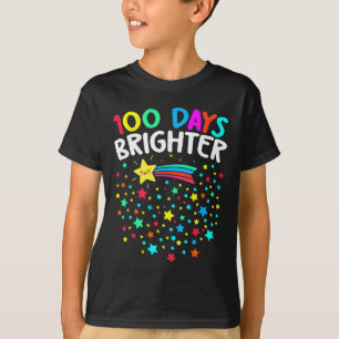 100 Days Brighter Happy 100 Days Of School Teacher T-Shirt