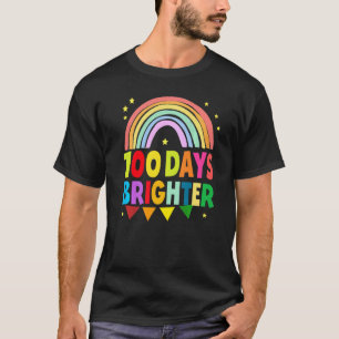 100 Days Brighter Happy 100 Days Of School Teacher T-Shirt