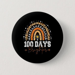 100 Days Brighter Happy 100th Day Of School Rainbo 6 Cm Round Badge