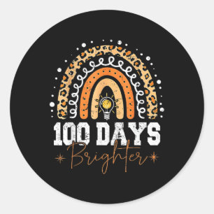 100 Days Brighter Happy 100th Day Of School Rainbo Classic Round Sticker