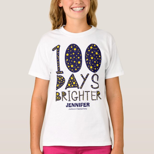 100 Days Brighter Lovely Stars 100 Days of School T-Shirt (Front)