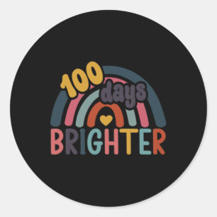 100 Days Brighter Rainbow 100th Day Of School Teac Classic Round Sticker