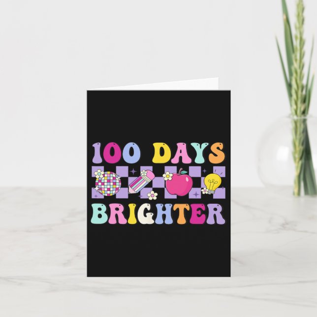100 Days Brighter Retro Disco 100th Day Of School  Card (Front)