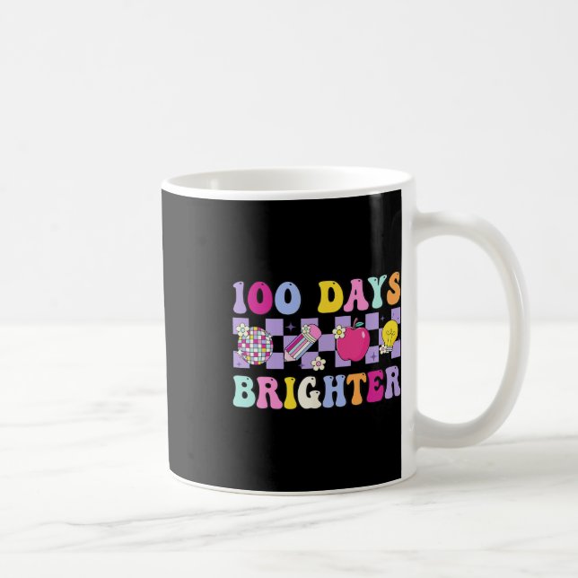 100 Days Brighter Retro Disco 100th Day Of School  Coffee Mug (Right)