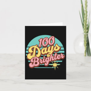 100 Days Brighter Retro Teacher Kids 100 Days Of S Card