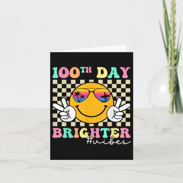 100 Days Brighter Smile Face 100th Day Of School Card (Front)