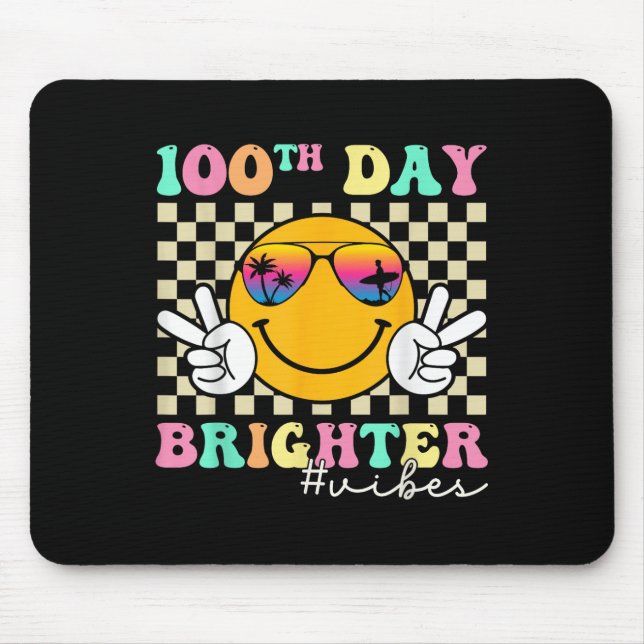 100 Days Brighter Smile Face 100th Day Of School Mouse Pad (Front)