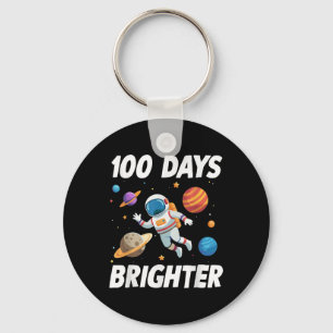100 Days Brighter Space Astronaut 100th Day Of Key Ring