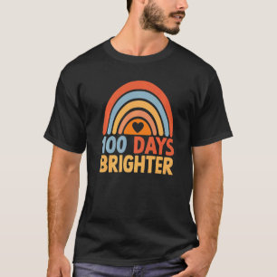 100 Days Brighter Teacher 100th Day of School Rain T-Shirt