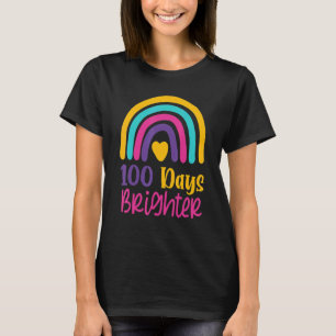 100 Days Brighter Teacher Girls 100 Days Of School T-Shirt