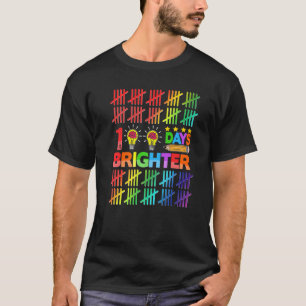 100 Days Brighter Teacher Kids Happy 100th Day Of  T-Shirt