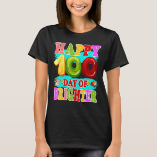 100 Days Brighter Teachers Kids Child Happy 100th  T-Shirt