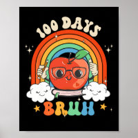 100 Days Bruh Apple Rainbow Groovy Kids Toddler Bo