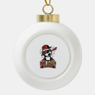 100 Days Bruh Soccer Dabbing Shirt Design_1 Ceramic Ball Christmas Ornament