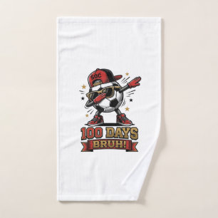 100 Days Bruh Soccer Dabbing Shirt Design_1 Hand Towel