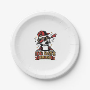 100 Days Bruh Soccer Dabbing Shirt Design_1 Paper Plate
