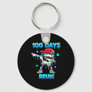 100 Days Bruh Youth Boys Soccer Dabbing 100th Day Key Ring