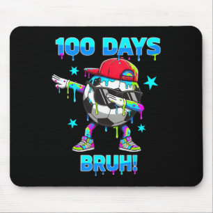 100 Days Bruh Youth Boys Soccer Dabbing 100th Day  Mouse Pad