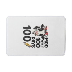 100 Days Cow Shirt Vintage Engraving School Design Bath Mat
