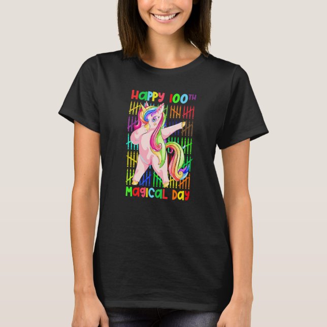 100 Days Dabbing Unicorn Happy 100th Magical Day R T-Shirt (Front)