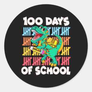 100 Days Dinosaur Trex Boys Kids 100th Day Of Scho Classic Round Sticker