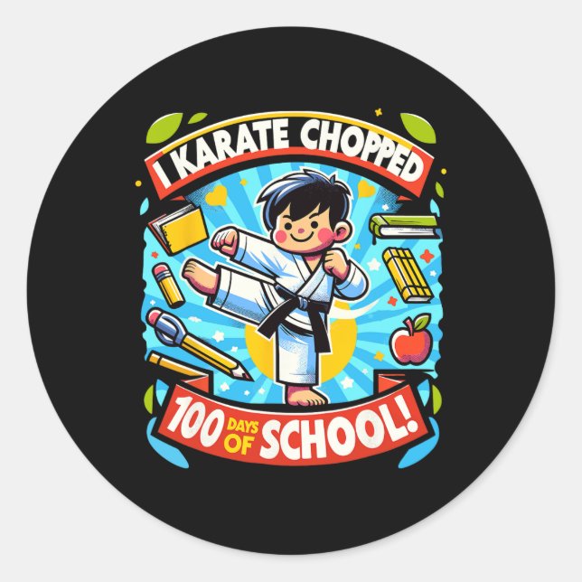 100 Days Educational Martial Arts Achievement  Classic Round Sticker (Front)