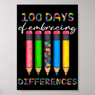 100 Days Embracing Differences Autism Poster