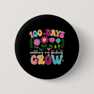 100 Days Growing Boho Flowers Teacher 100th Day 6 Cm Round Badge
