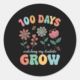 100 Days Growing Boho Flowers Teacher 100th Day Of Classic Round Sticker