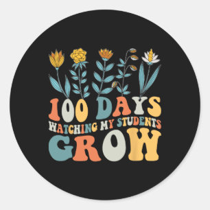 100 Days Growing Boho Flowers Teacher 100th Day Of Classic Round Sticker