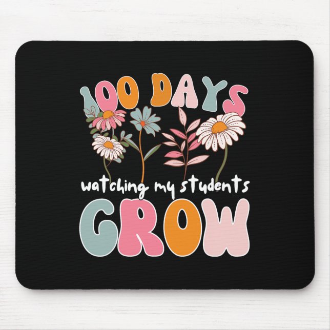 100 Days Growing Boho Flowers Teacher 100th Day Of Mouse Pad (Front)