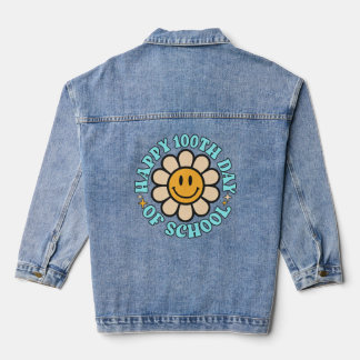 100 Days Happy 100th Day Of School Teacher Kids Re Denim Jacket
