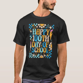 100 Days Happy 100th Day Of School Teacher Kids Re T-Shirt
