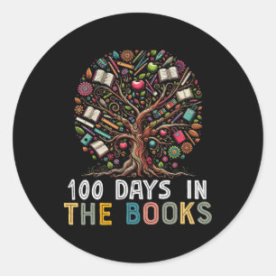 100 Days In The Books Reading Teacher 100th Day Of Classic Round Sticker