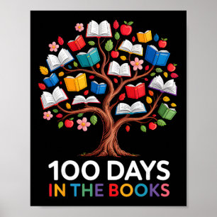 100 Days In The Books Reading Teacher 100th Day Of Poster
