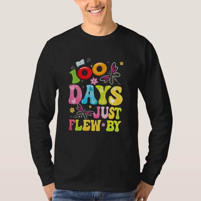 100 Days Just Flew By Butterfly 100th Day of Schoo T-Shirt (Front)