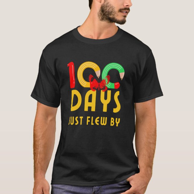 100 Days Just Flew By Butterfly 100th of School Fo T-Shirt (Front)