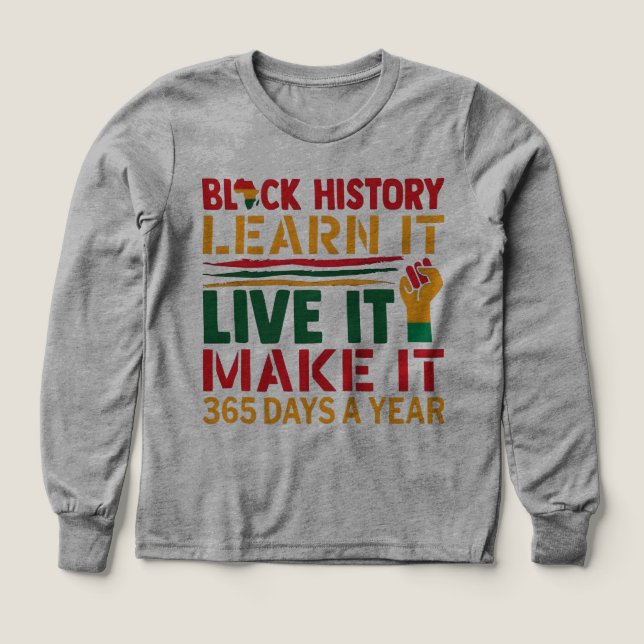 100 Days Learning Black History Afro Education Tee (Design Front)