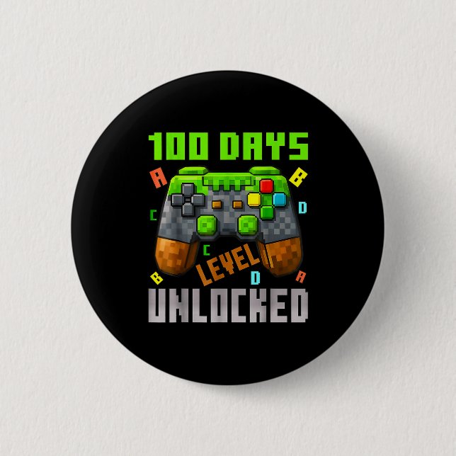100 Days Level Unlocked Gaming 100 Days Of School  6 Cm Round Badge (Front)