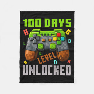 100 Days Level Unlocked Gaming 100 Days Of School Fleece Blanket