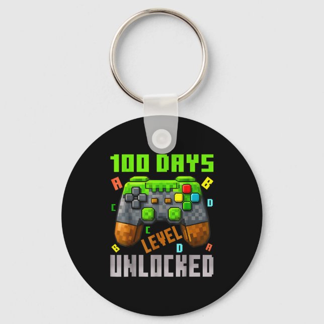 100 Days Level Unlocked Gaming 100 Days Of School  Key Ring (Front)