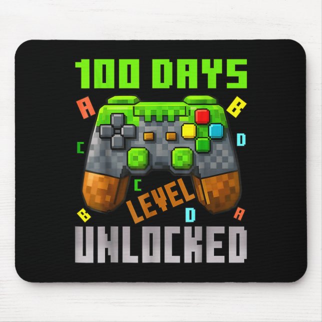 100 Days Level Unlocked Gaming 100 Days Of School  Mouse Pad (Front)