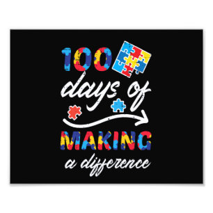 100 Days Making Difference Autism Puzzle 100th Day Photo Print