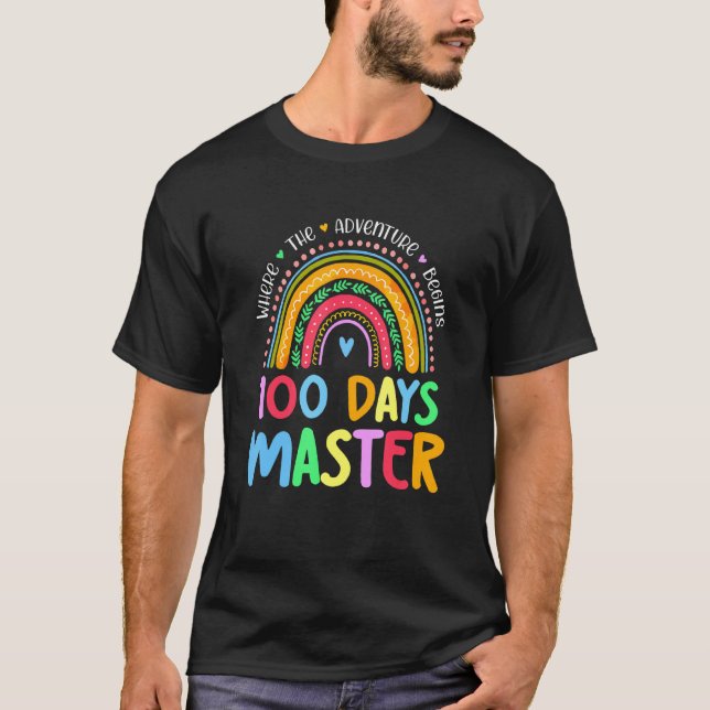100 Days Master Rainbow 100th Day Of School Adults T-Shirt (Front)