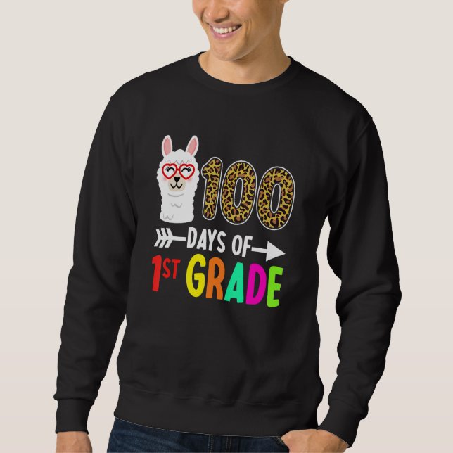 100 Days Of 1st Grade Llama Kids 100th Day Of Scho Sweatshirt (Front)