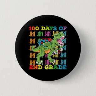100 Days Of 2nd Grade T Rex Dinosaur School 6 Cm Round Badge