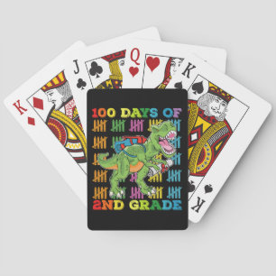 100 Days Of 2nd Grade T Rex Dinosaur School Playing Cards