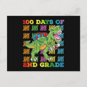 100 Days Of 2nd Grade T Rex Dinosaur School Postcard
