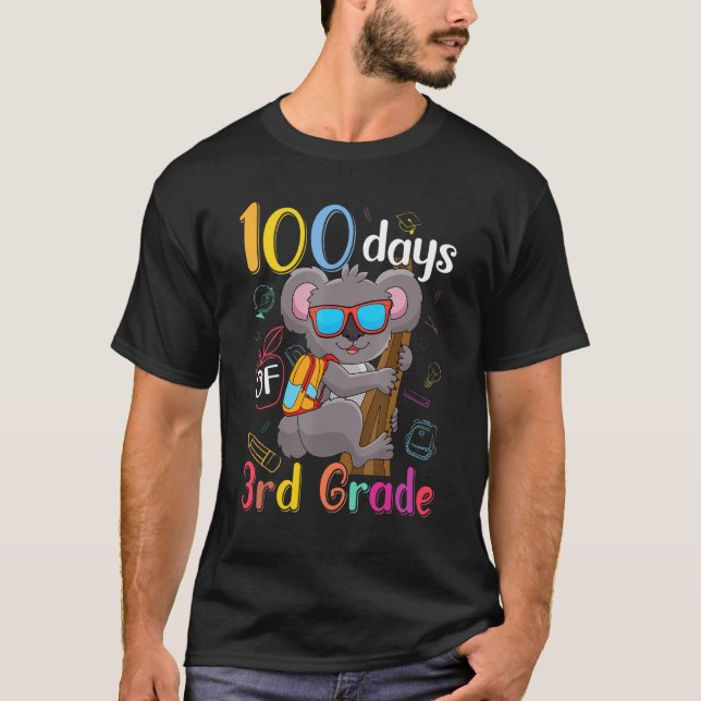 100 Days Of 3rd Grade Koala 100th Day School Third T-Shirt (Front)