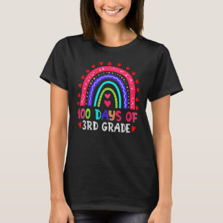 100 Days Of 3rd Grade Leopard Rainbow 100th Day Of T-Shirt
